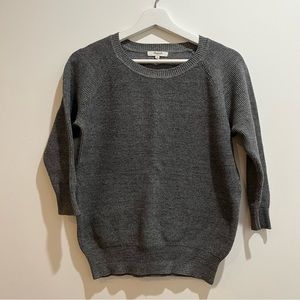 Madewell Grey 3/4 Sleeve WaffleKnit Sweater Top